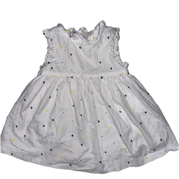Janie And Jack Baby Girls White Sundress With Yellow & Blue Dots & Back Bow 3-6m - Picture 1 of 5
